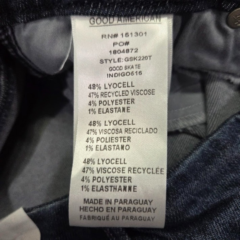 Good American Good Skate Jeans Size 8 High Rise Wide Leg Indigo NWT 34 Inseam - Picture 8 of 16